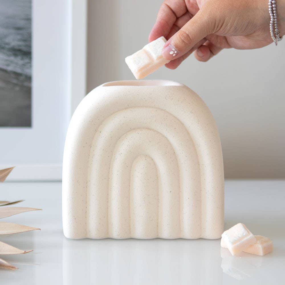 Soy wax melts in a ceramic burner