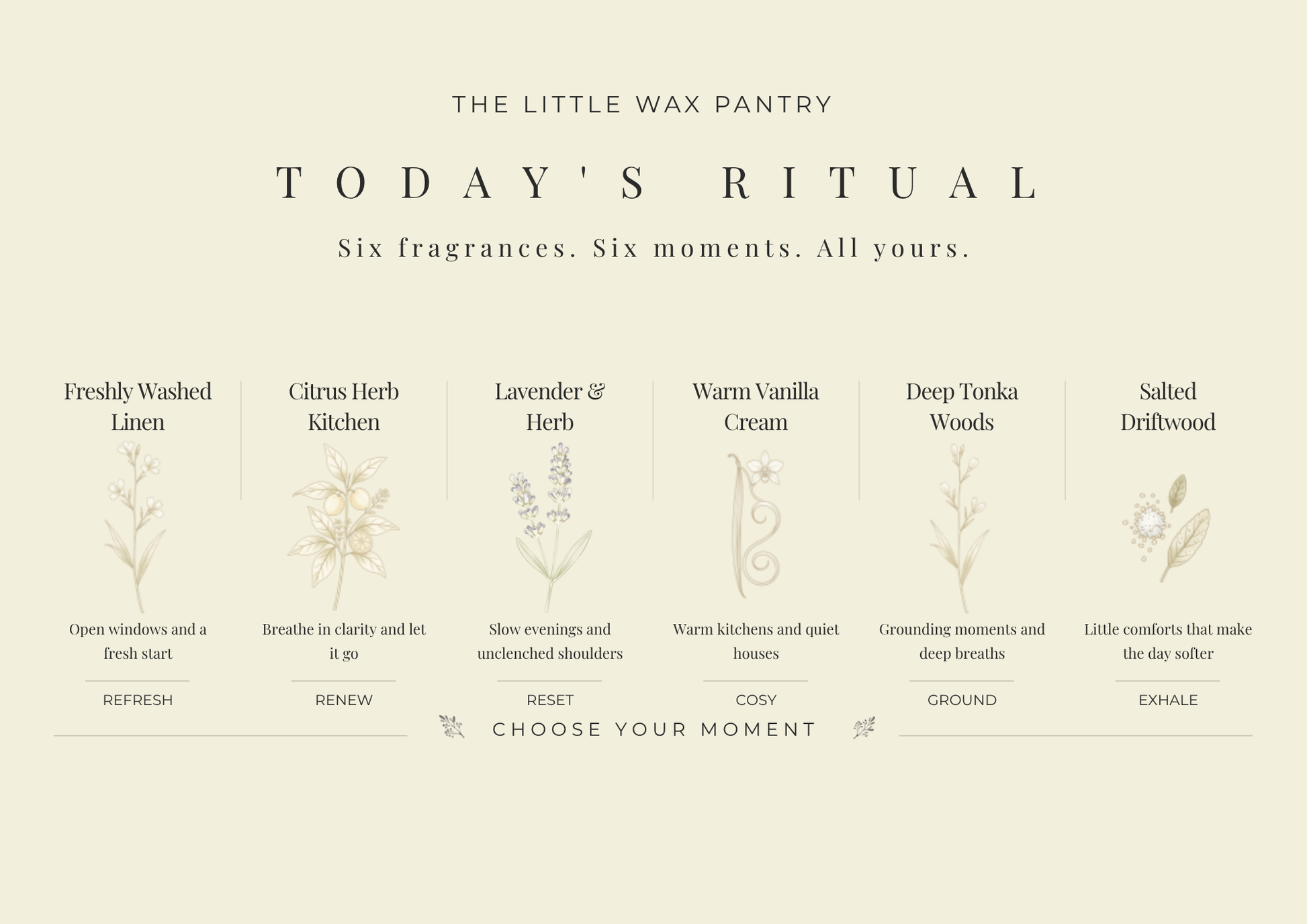 New Beginnings rituals card included with The Little Wax Pantry Discovery Box.