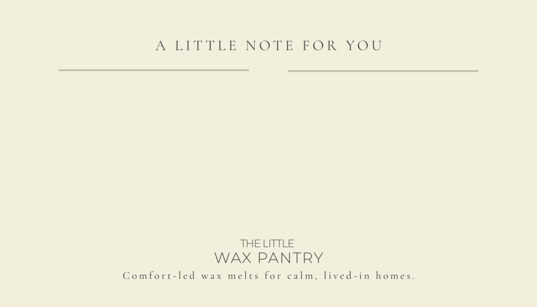 Personalised gift message card available with orders from The Little Wax Pantry.
